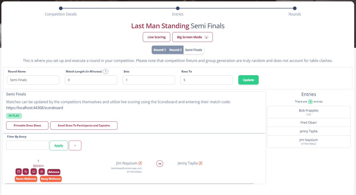 RackEmApp's tweet image. Proud to announce the launch of our LAST MAN STANDING competition type! We believe we ae the first publicly available competition system that supports this, and is integrated with all our other features like stream overlays, tablet scoring and arena screens. Oh, and its FREE.