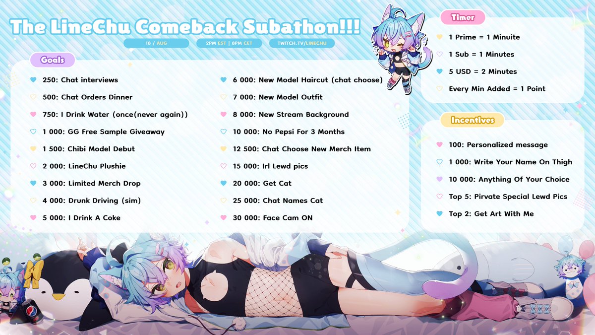 LineChu's tweet photo. PLUH 🗣️🔌

Here are the goals and rules for Fridays comeback 😳 https://t.co/V9MTc7SNzt