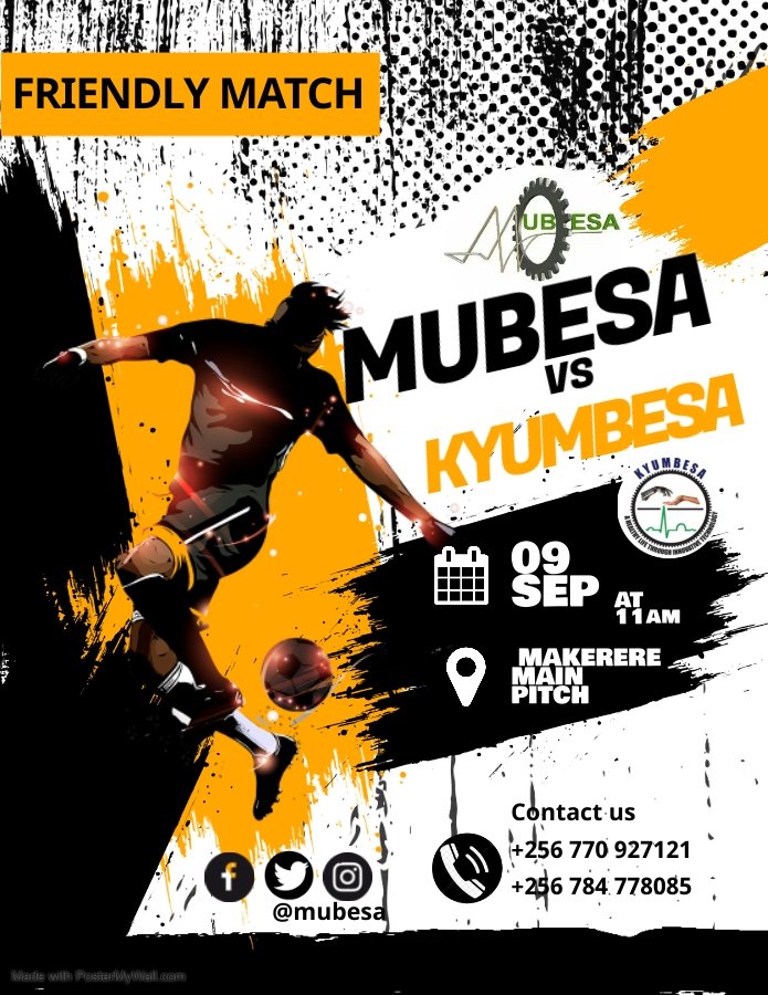 MUBESA_MUK's tweet photo. Kick off your excitement as Biomedical Engineering meets soccer skills! 🏆⚽ Come to be entertained as the future innovators from Makerere University and Kyambongo University compete on the field in a match that's bound to be a thriller! #mubesakyumbesa 🎓🥅 https://t.co/rpSfdKhxQN