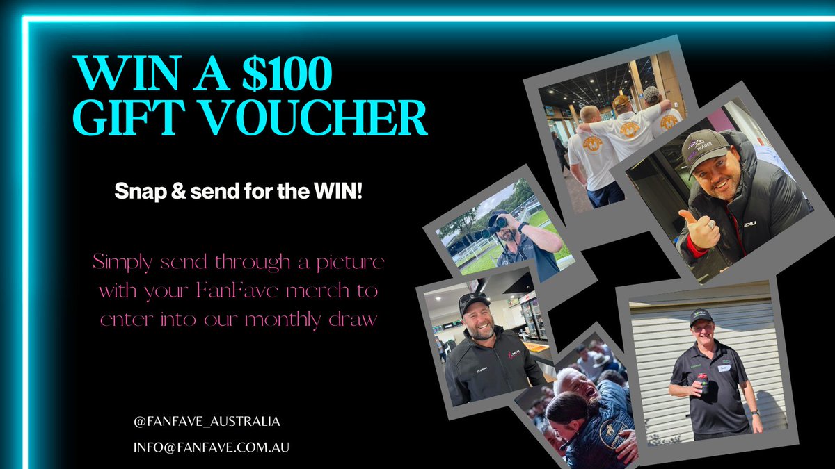 Enter for your chance to win a $100 gift card to use storewide at FanFave.com.au! Send through a picture wearing your FanFave merchandise to win one of our monthly gift card giveaways. Once the winner is drawn, we'll get in touch with you to gift you your $100 voucher.