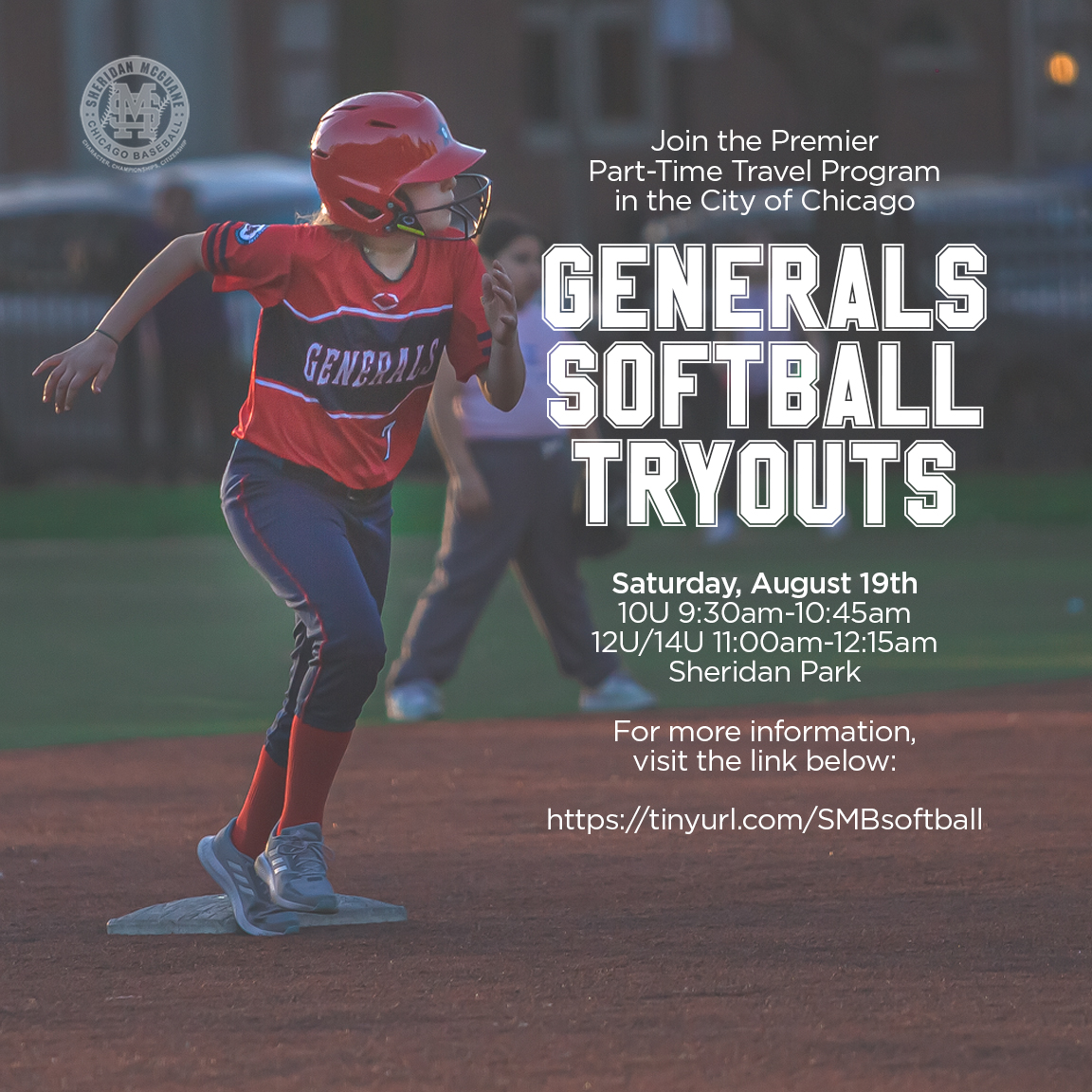 SheridanMcGuane's tweet photo. Generals Softball Tryouts
Join the Premier Part-Time Travel Program in the City of Chicago!
Sat, August 19th
10U 9:30-10:45am
12U/14U 11:00-12:15am
Sheridan Park
For more information, visit:
https://t.co/cwhXJc86xS
#3csoftball #sheridanmcguanesoftball #generalssoftball https://t.co/SBiGJCMuHb