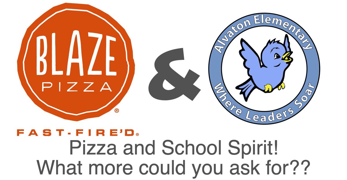 Spirit Night Thursday, August 17 at Blaze Pizza on Scottsville Rd. 5-9pm!!
Get yourself some pizza, tell them you’re with Alvaton. It’s so easy to help us out!