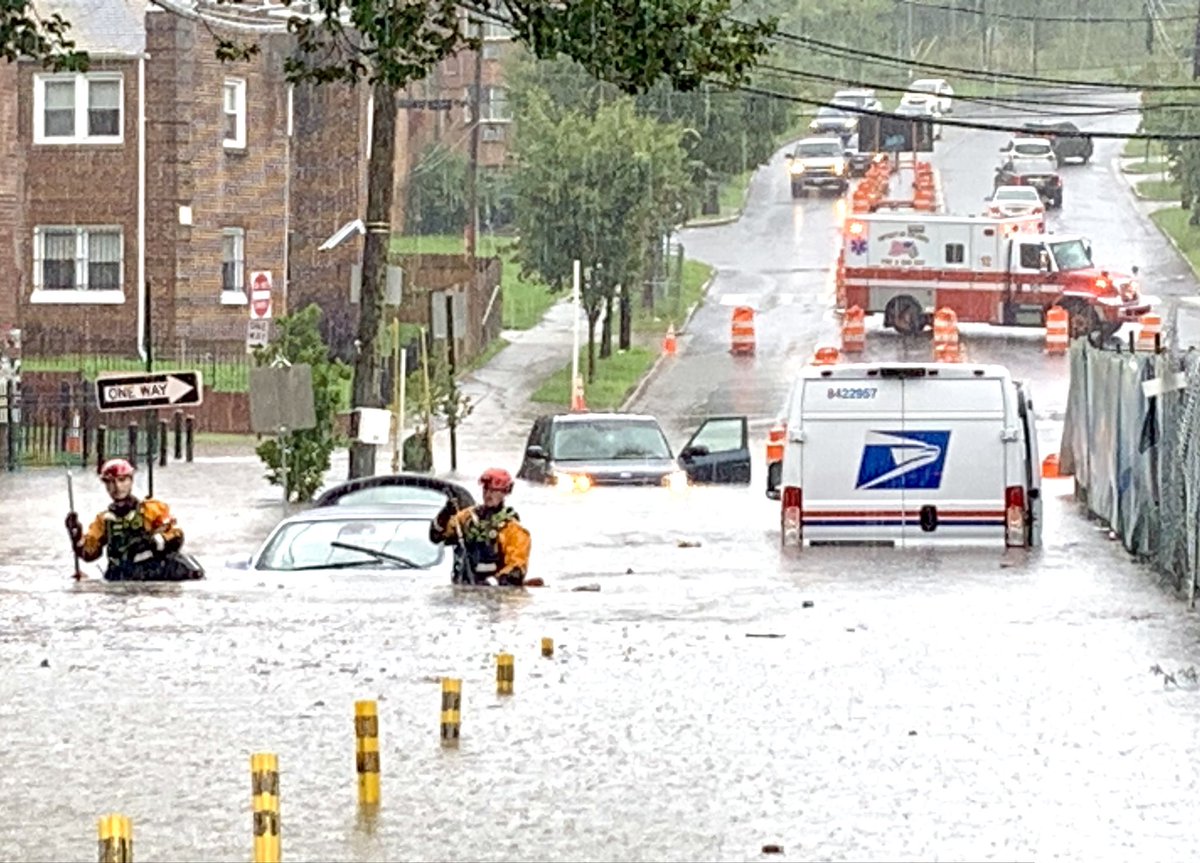 Great job by DCFD today rescuing all trapped victims after a torrential rainstorm dumped several inchs of rain this afternoon . Problem areas 600 R. I.Ave N.E. And 1000 My Olivet Rd.N.E.