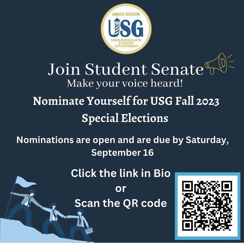 Calling all student leaders! 📣📣         Be a part of the Student Government Senate and contribute to the student life on campus. Have any questions? Email us at studentgovernment@umb.edu 

<a href="/UMassBoston/">UMass Boston</a>