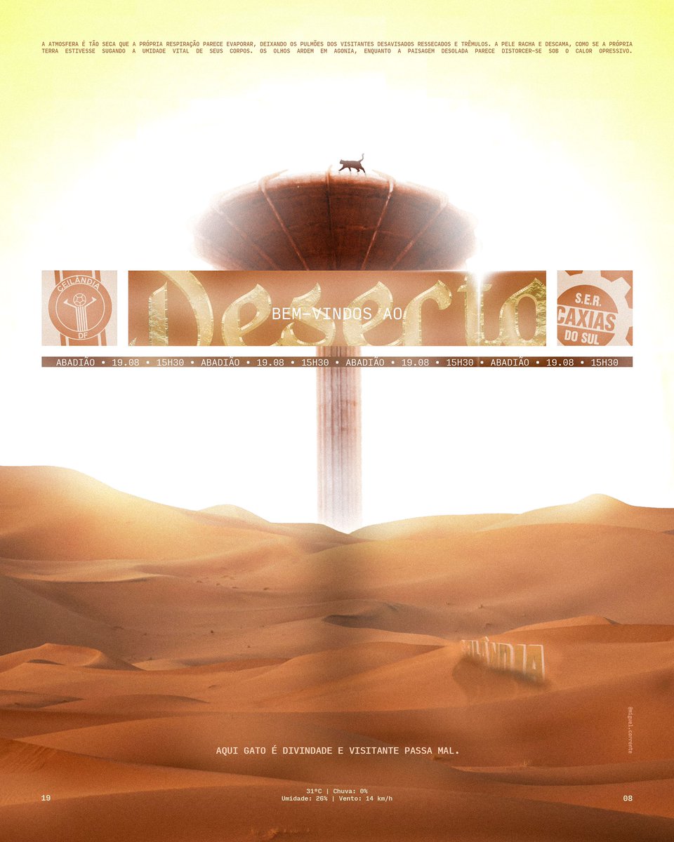 SÁBADO, 19 DE AGOSTO, 15h30, ESTÁDIO ABADIÃO 🏜️🐈‍⬛