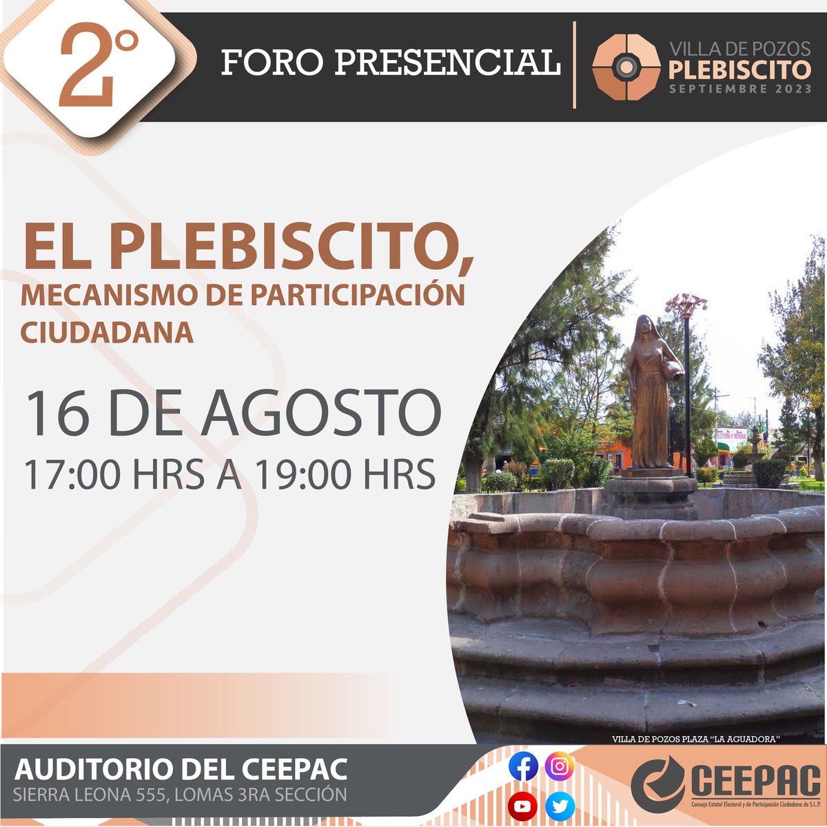 ceepac's tweet image. 👉Próximo miércoles 16 de agosto, se realizará el 2° foro denominado: "El Plebiscito, mecanismo de participación ciudadana. ¡Te esperamos!
⏰17:00hrs.
✍️Auditorio del CEEPAC.