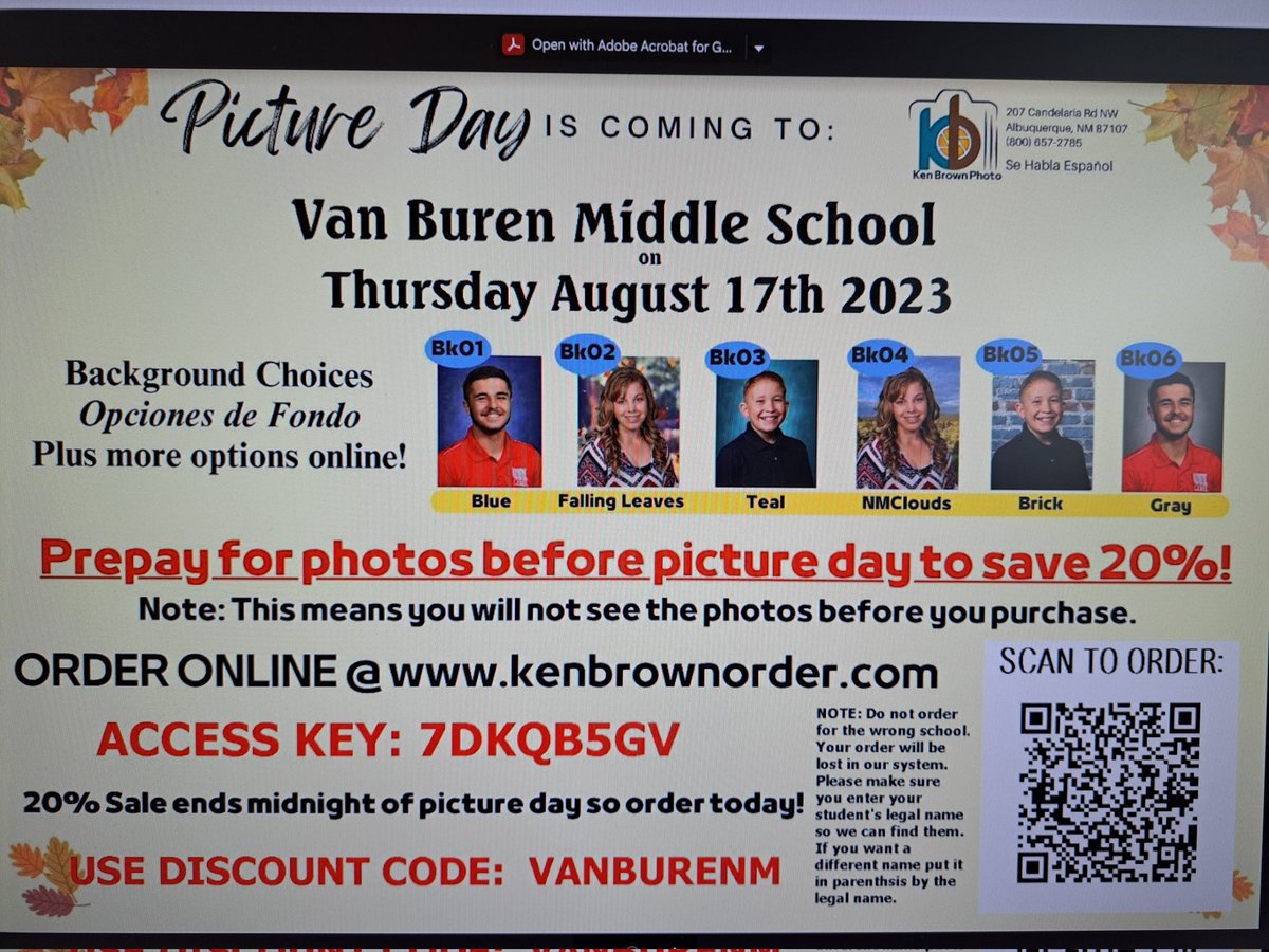 Happy Monday! Another great day at Van Buren. A reminder that picture day is this Thursday.  Go Falcons!
