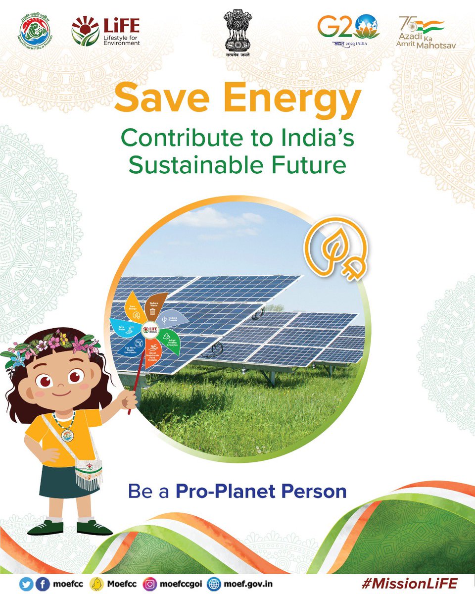 moefcc's tweet photo. This #IndependenceDay, let's embrace seven impactful #MissionLiFE themes 

✅Save Energy

✅ Save Water

✅ Adopt Healthy Lifestyle

✅ Say No to Single-Use Plastic

✅ Reduce Waste

✅ Reduce E-Waste

✅ Adopt Sustainable Food Systems https://t.co/TN3umoE2Y3