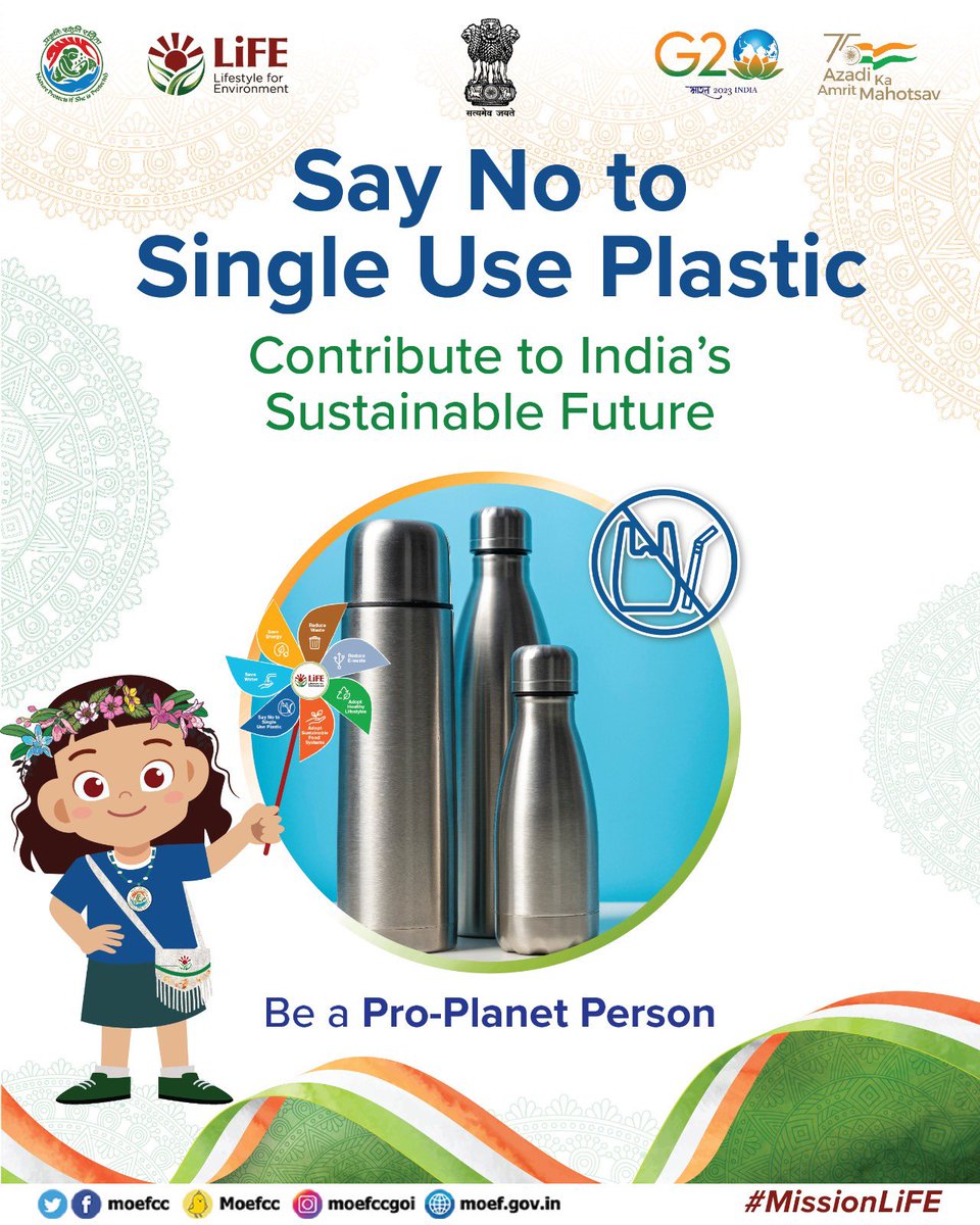 moefcc's tweet photo. This #IndependenceDay, let's embrace seven impactful #MissionLiFE themes 

✅Save Energy

✅ Save Water

✅ Adopt Healthy Lifestyle

✅ Say No to Single-Use Plastic

✅ Reduce Waste

✅ Reduce E-Waste

✅ Adopt Sustainable Food Systems https://t.co/TN3umoE2Y3