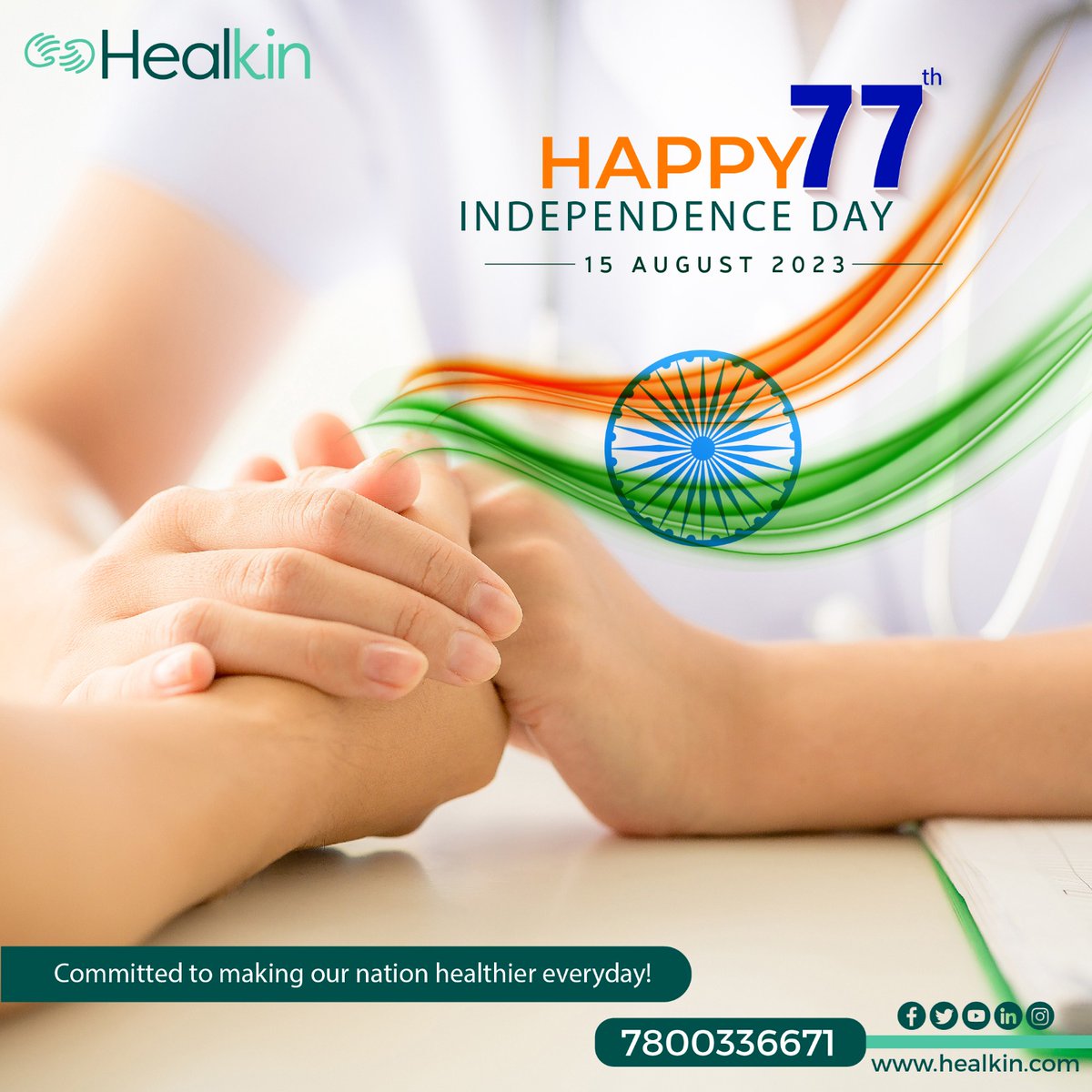Healkin1's tweet photo. Commemorating 77 years of waving the tricolor as we celebrate the day with great enthusiasm!🇮🇳 Happy Independence Day to all from Healkin!

#homehealthcare #physiotherapy #nursingcare #caregiver #seniorcare #eldercare #Independenceday #happyindependenceday #independence #india https://t.co/nb0Ma8fC43