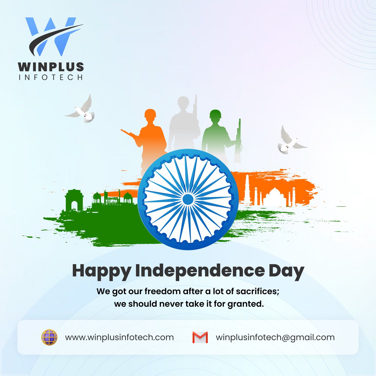 #HappyIndependenceDay #15august2023 #15August #HarnisFindoliya #WinplusInfotech @winplusinfotech