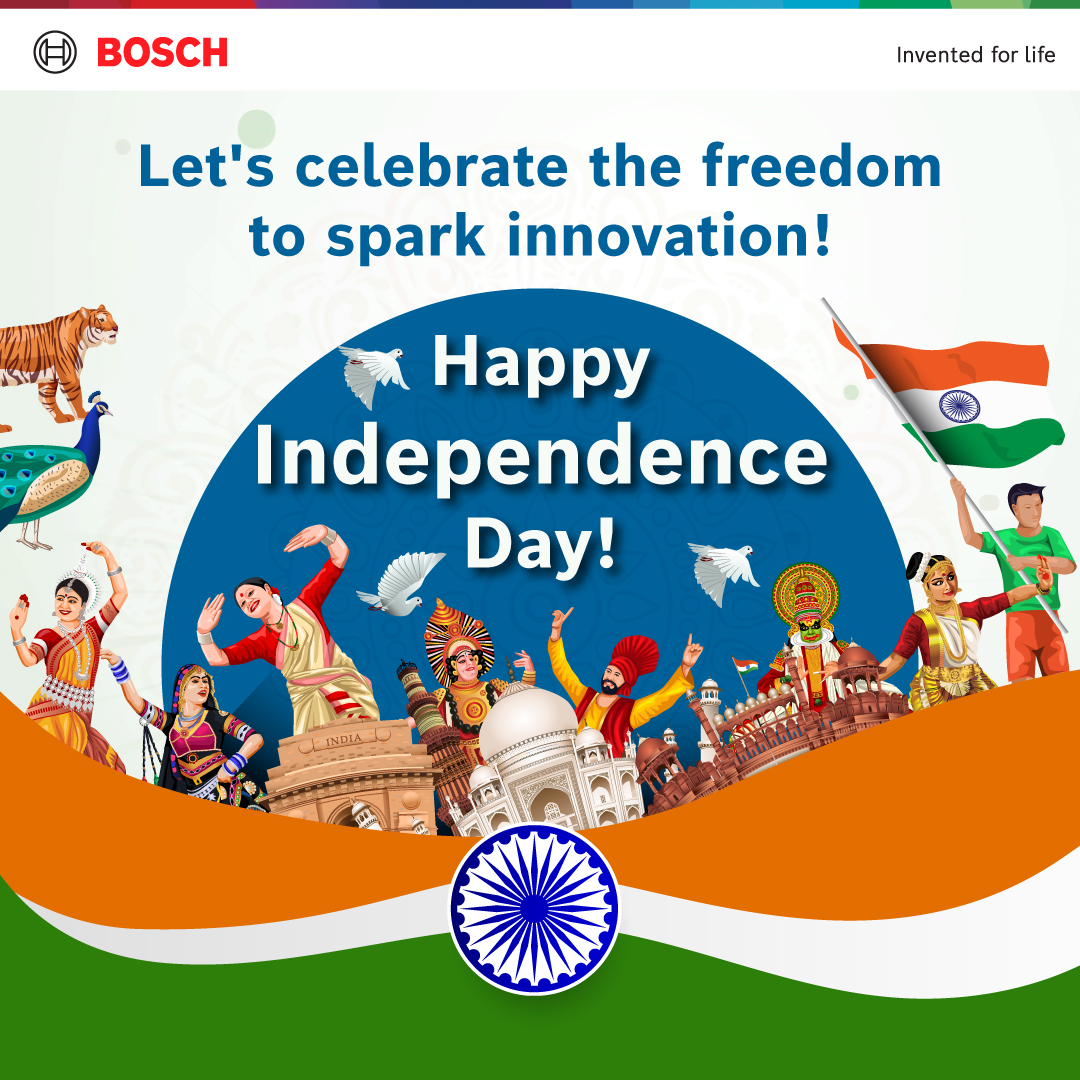 At Bosch, we are commemorating the 77th Independence Day with the spirit of freedom and diversity that propels us to progress, innovate, and ignites the spark for a brighter and better tomorrow! #77YearsofIndependence #HappyIndependenceDay #SparkNXT #BoschIndia #India