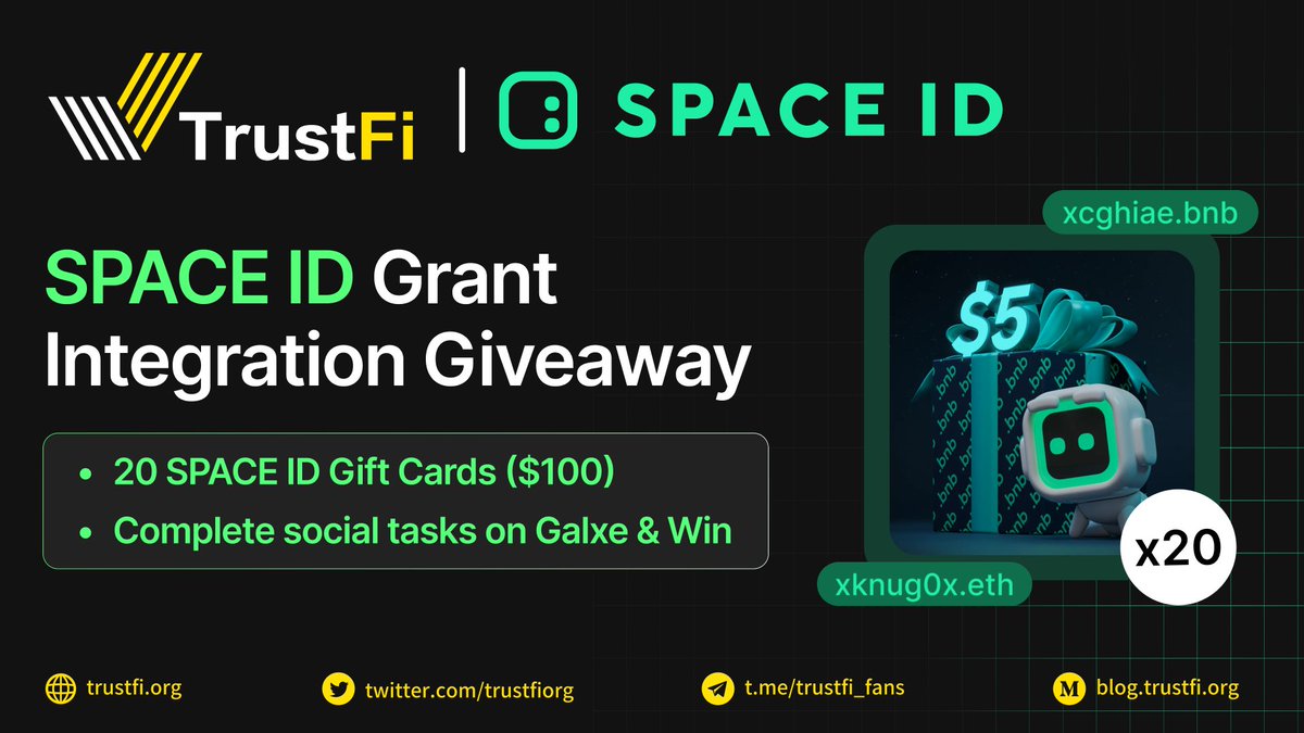 trustfiorg's tweet photo. 🔥 Exciting News! TrustFi is honored to be the qualifier of @spaceid Grant Program!

With the integration of Web3 Name SDK into TrustFi, you can proudly display your web3 identity @SID_bnb (.bnb) in our ecosystem.

🎁 To celebrate join and win a $100 SPACE ID GIFT CARD: 
https://t.co/zP7p0Qcowq

📘 Dive Deeper: https://t.co/Nl3zv9FYSv

#TrustFi #Web3 #SPACEID