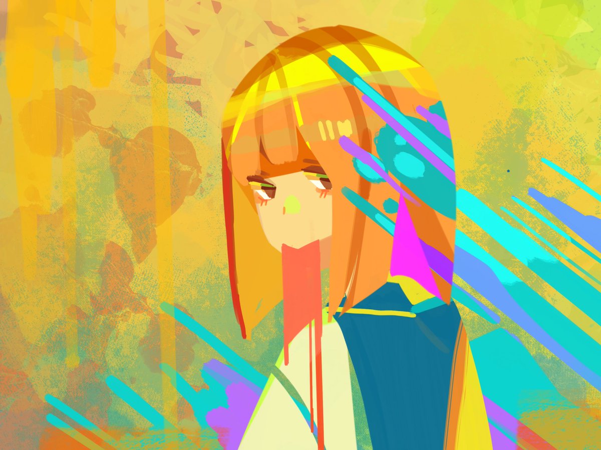 1girl solo bangs long hair upper body looking at viewer blunt bangs  illustration images