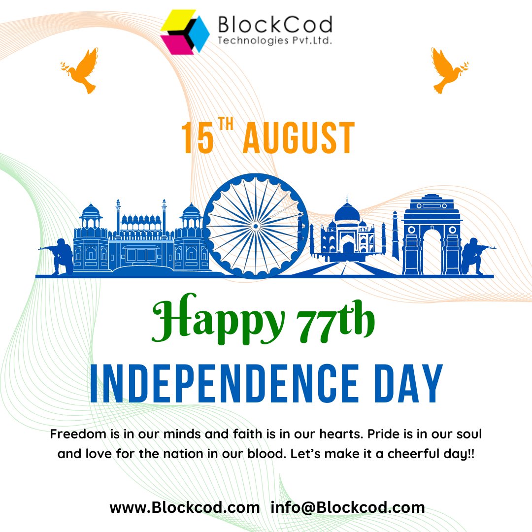 BlockCod_Tech's tweet photo. Celebrating the Spirit of Independence!
Happy Independence Day from all of us at BlockCod Technologies! 🎉
On this momentous day, we honor the resilience, diversity, and unity that define our great nation, India. Wishing everyone a safe, prosperous, and joyful Independence Day!✨ https://t.co/zoWeLA2JuR