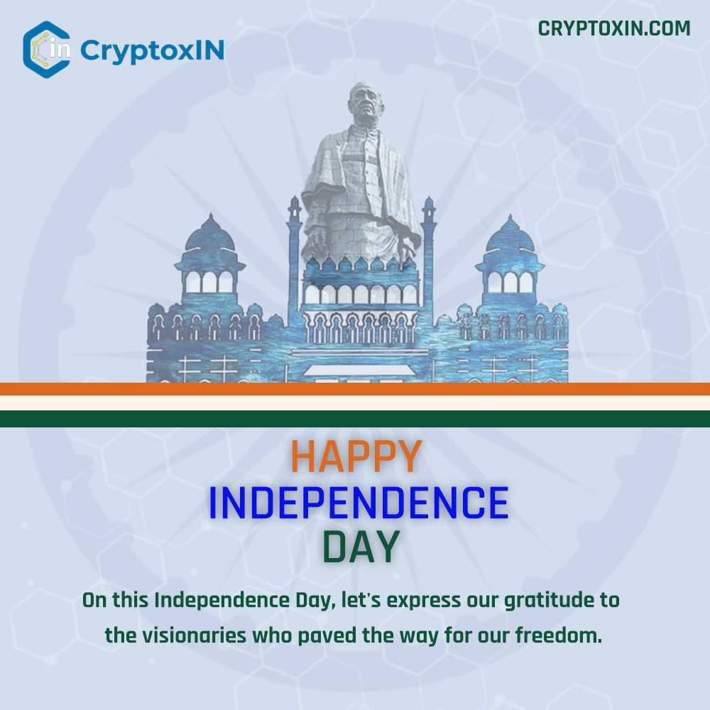 in_cryptoxin's tweet photo. Happy Independence Day! Let's cherish the freedom we have and continue to support each other in our individual and collective journeys.

#IndependenceDay #15thAugust #IndiaIndependence #ProudToBeIndian #AzadiKaDin https://t.co/55fhZrAuyU