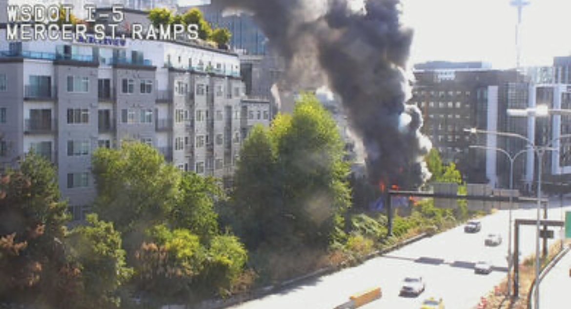 The encampment is obviously destroyed. City and state have allowed this camp to triple in size since there was a murder here in March. This is largest of many many fires that have happened here. Neighbors have filed HUNDREDS of complaints with the city. komonews.com/news/local/sea…