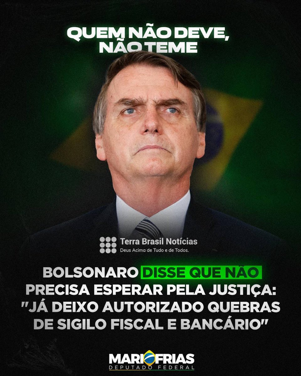 Quando se é íntegro, não há motivos para temer. Tentam constantemente atribuir crimes ao Presidente Bolsonaro, mas nada encontram. A consciência limpa é, sem dúvida, o melhor travesseiro!