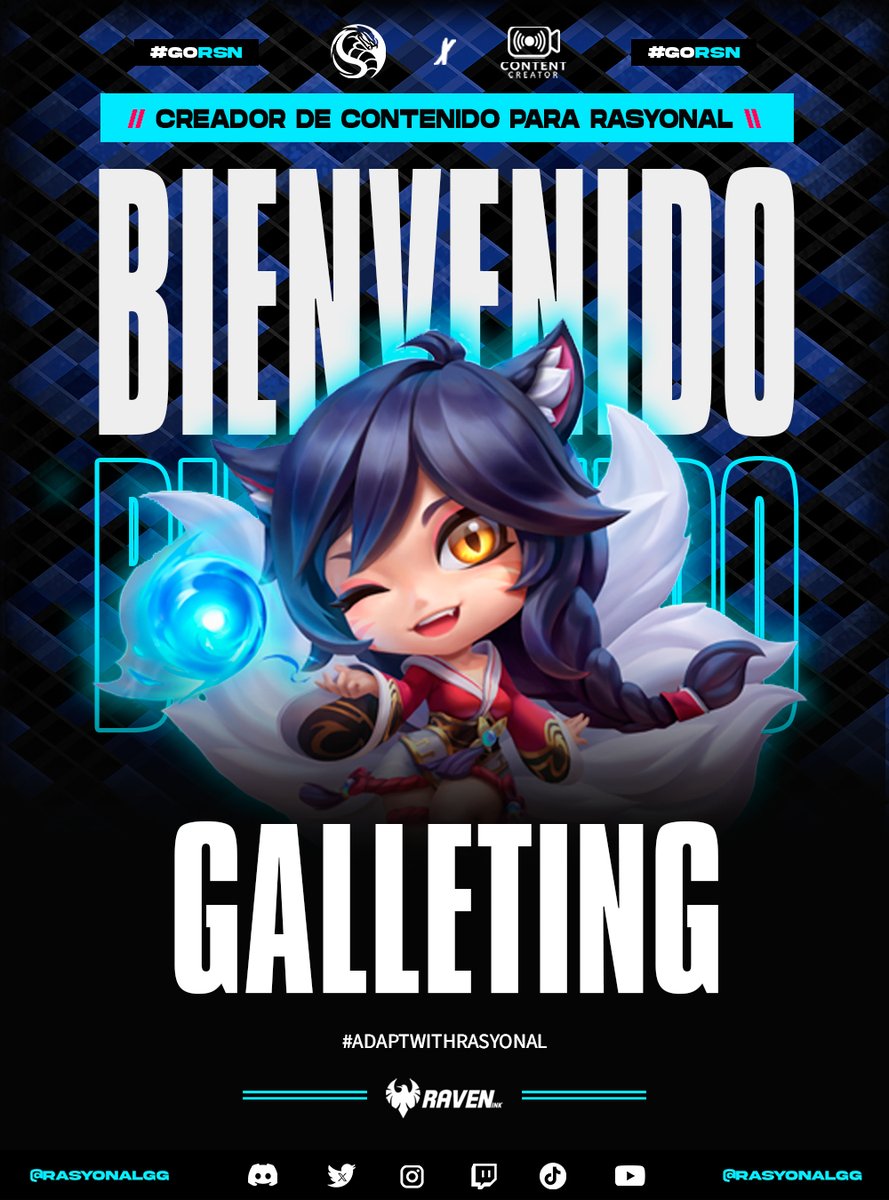 RasyonalGG's tweet photo. ¡Bienvenido @GalletinG_  a la familia de Rasyonal ¡Nuestro primer #CreadorDeContenido! #GoRSN
Aquí amamos la diversión, las ocurrencias y los momentos únicos. Prepara tus ideas más locas, porque vamos a desatar la creatividad y hacer vibrar a la comunidad. https://t.co/xV0xbkIXJv https://t.co/soeW0ExxDa