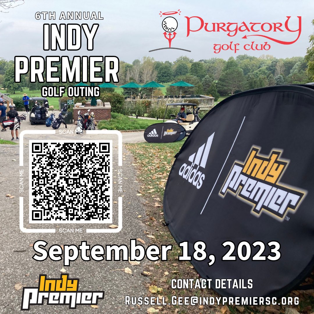 IndyPremierSC's tweet image. Just over a month away and a chance to showcase your ⛳️ skills and enjoy a Monday on the course- scan the code and get signed up! #seeyouonthecourse #mondaysarefundays #swingthesticks