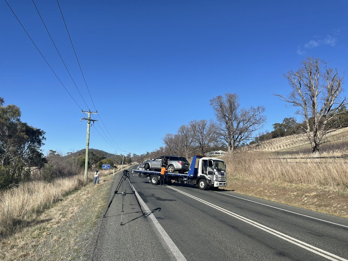rubycairns1's tweet image. Tasmania Police and a tow truck are on the scene of a single vehicle crash on Richmond Road, at Cambridge near Coal River Farm. The car was towed just now.