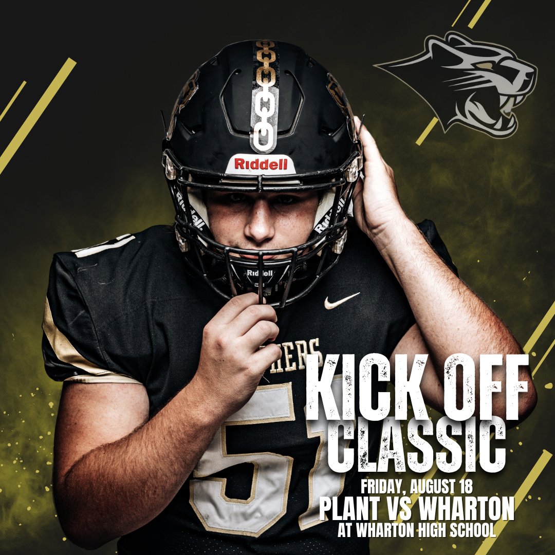 plantpanthersfb's tweet photo. It's time to buckle up the helmets and hit the field! Come out and support the Panthers as they take on the Wildcats at Wharton High School. Friday, August 18 at 7:30 PM. Get tickets at https://t.co/vBAzYdBROr.
#beatwharton #TheAscent ↗ https://t.co/o6xAXPzW16