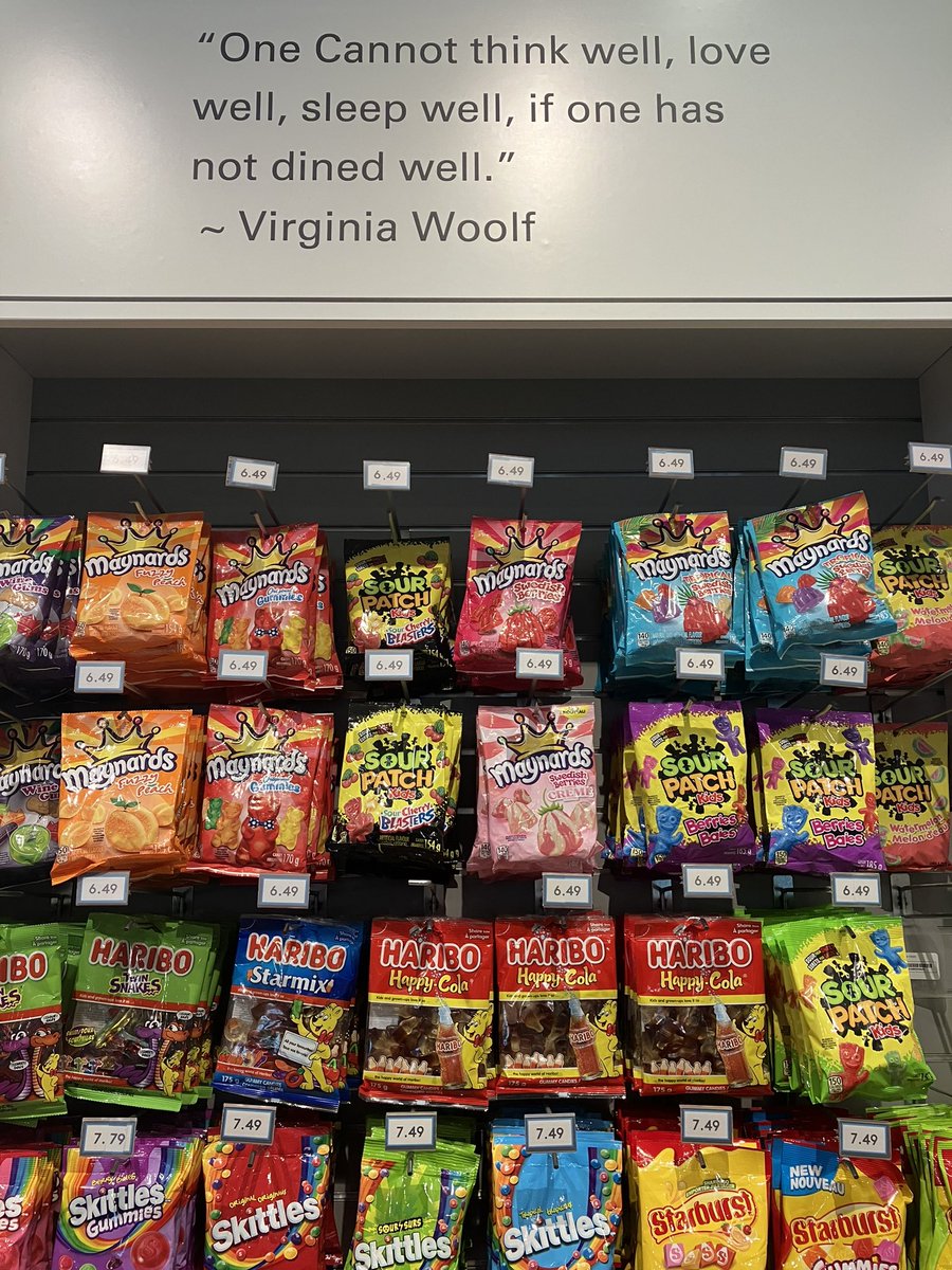 Calgary airport. I’m sure Virginia Woolf would have loved Skittles.