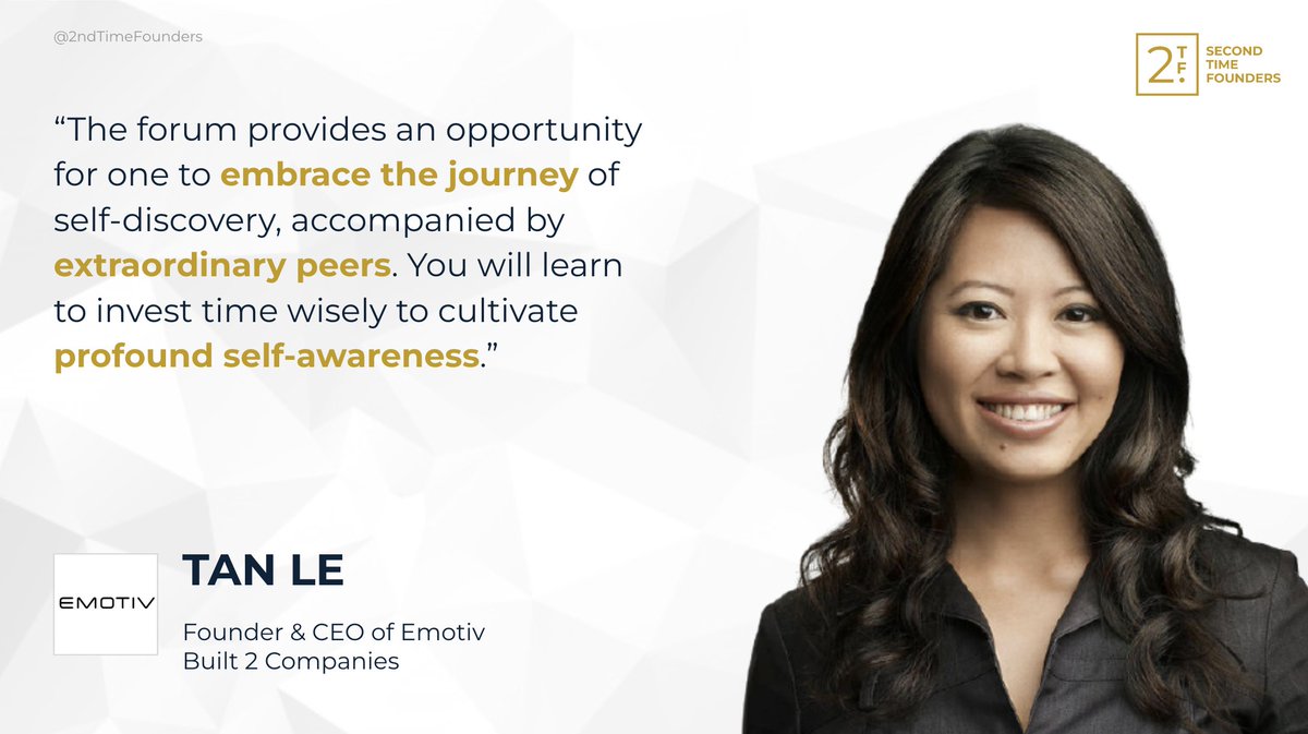 2ndTimeFounders's tweet photo. Hear directly from our 2TF Leadership Forum founder graduates as they share their journey and insights gained from the program, highlighting the power of conscious leadership. Don't miss out! Apply now: https://t.co/tZxMHDIq5g 
#SeasonedFounder #2TFForum #Leadership https://t.co/twTJkP4ozn
