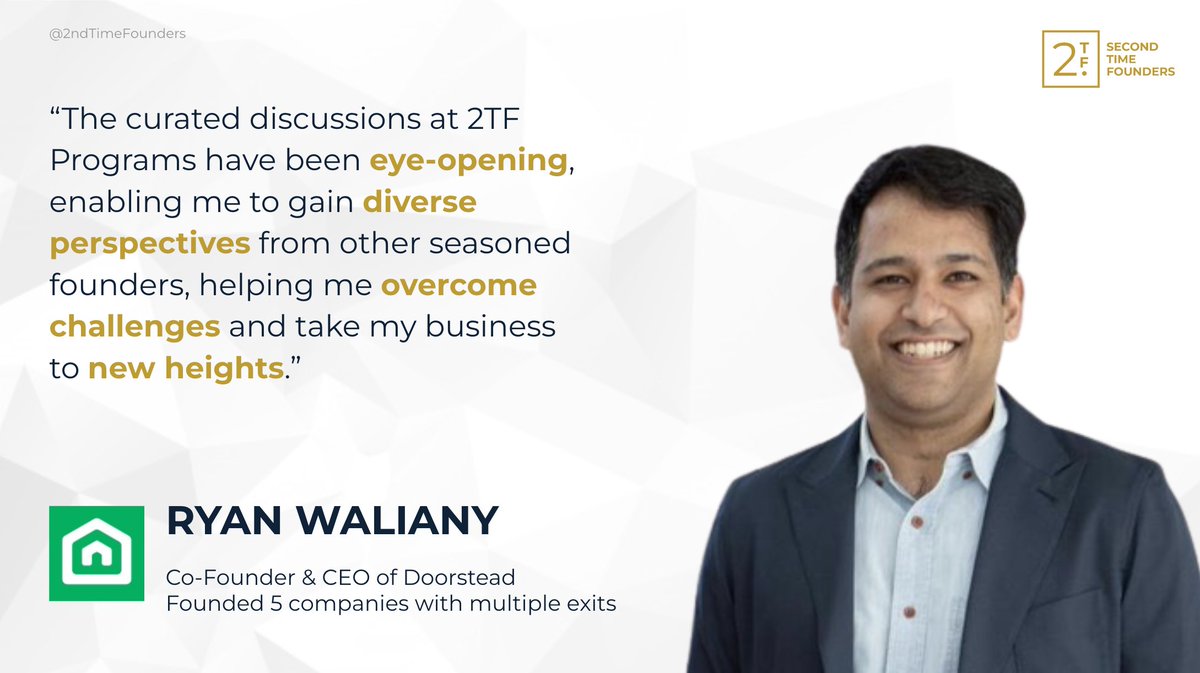2ndTimeFounders's tweet photo. Hear directly from our 2TF Leadership Forum founder graduates as they share their journey and insights gained from the program, highlighting the power of conscious leadership. Don't miss out! Apply now: https://t.co/tZxMHDIq5g 
#SeasonedFounder #2TFForum #Leadership https://t.co/twTJkP4ozn