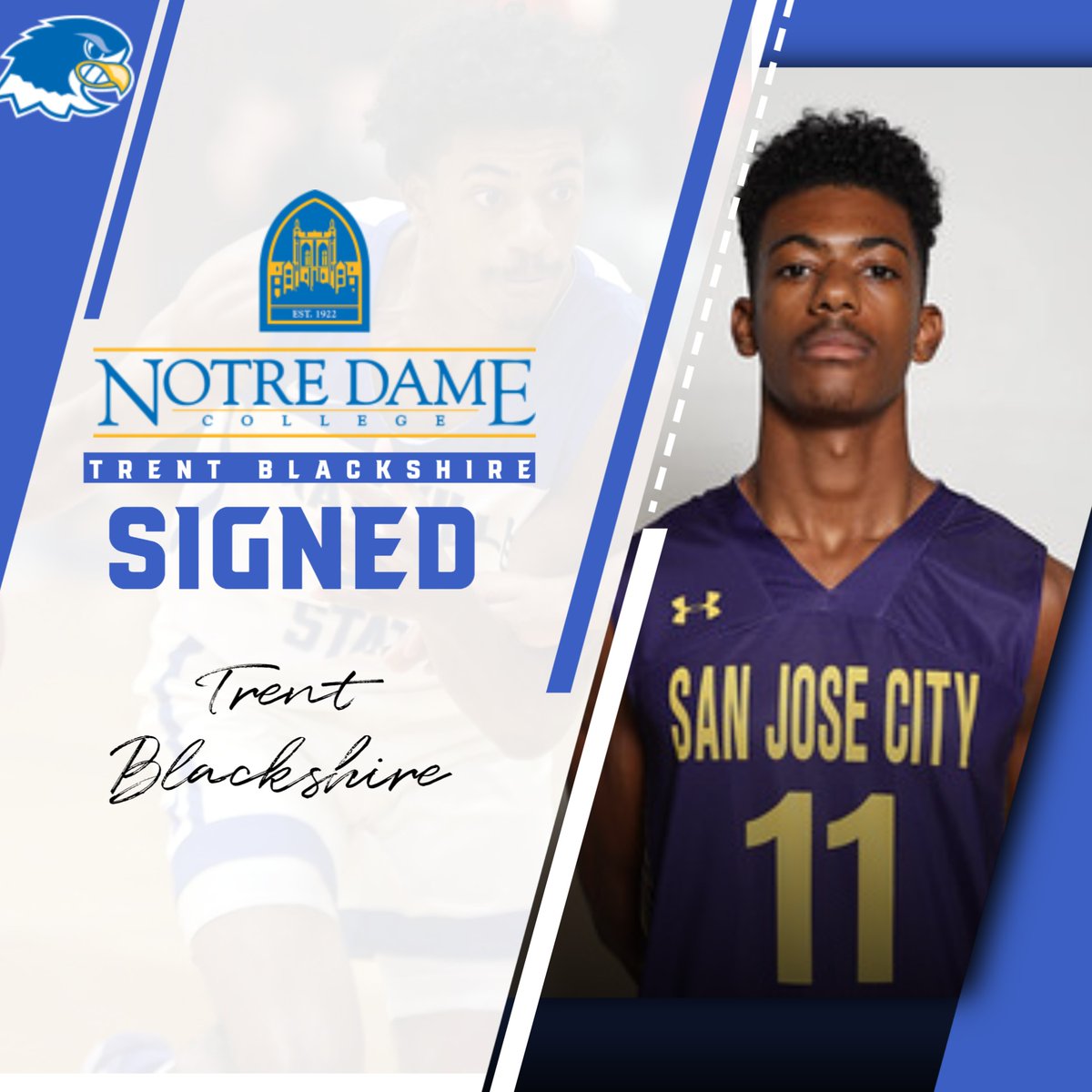 Coach_Devin_Aye's tweet photo. Congrats to Trent Blackshire on signing his scholarship to Notre Dame College- Cleveland.  
Trent was All-Conference on the '21-'22 Jags that finished 23-7, and will be transferring into NDC from Mayville State where he was All-Conference. 
Trent will be a senior at the NCAA D2! https://t.co/NoyVpxJ47s