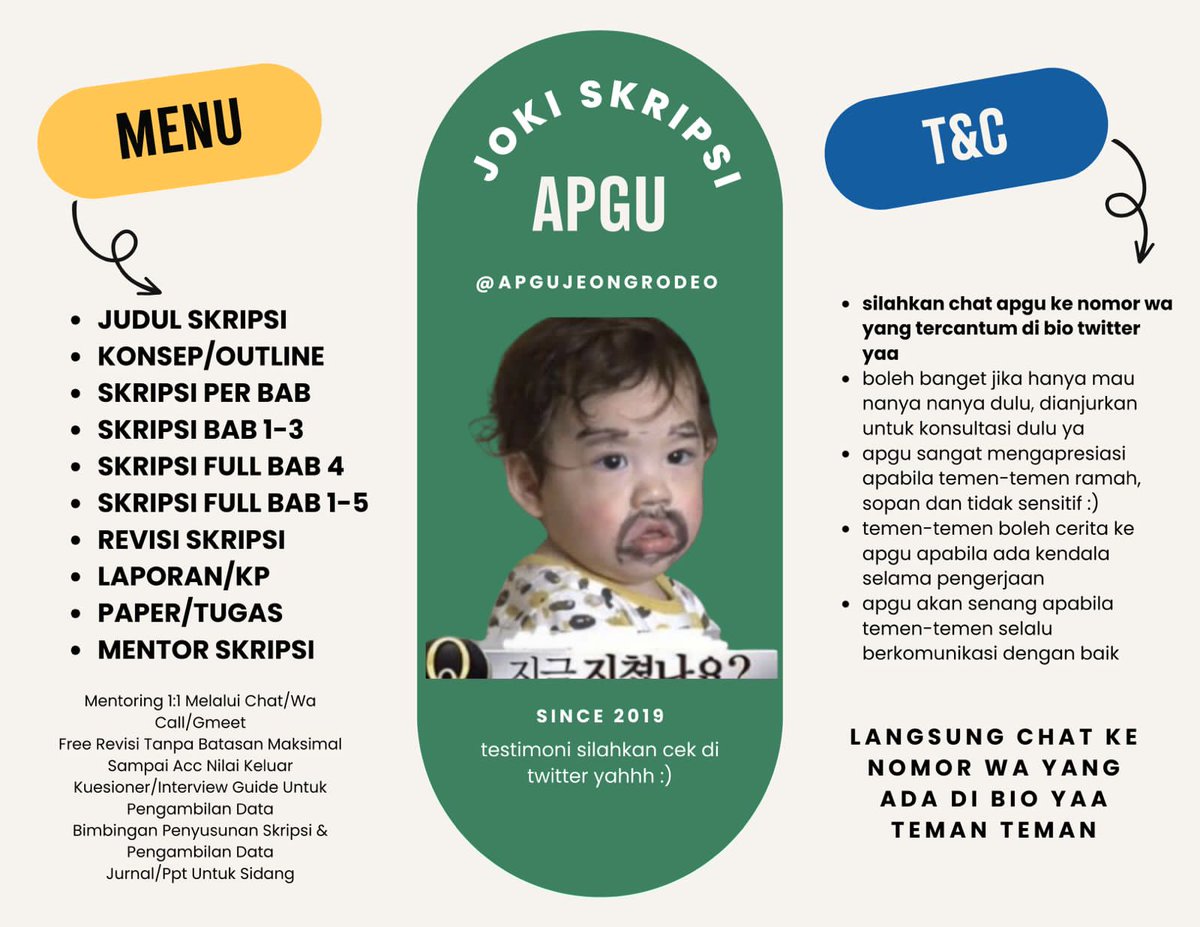 qiutess's tweet photo. hai 🙌🏼 sini yang butuh joki skripsi, atau proposal bisa ke @apgujeongrodeo 🐝🌸 bisa tanya2 dulu langsung wa ajaa ya di bio 🫶🏻 mau mentoring dulu juga bisa banget 💗
693 #zonauang https://t.co/72LIZdwVq6