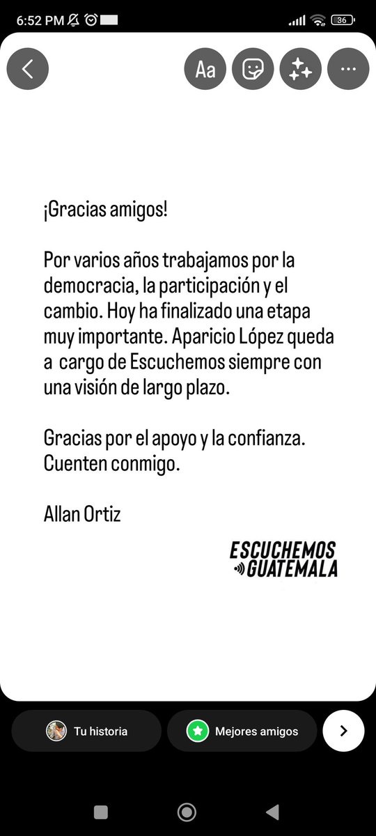 EscuchemosGt's tweet photo. @AllanOrtizG agradece el apoyo y confianza. 

¡Hasta luego Allan! https://t.co/CMQbvkT8iz