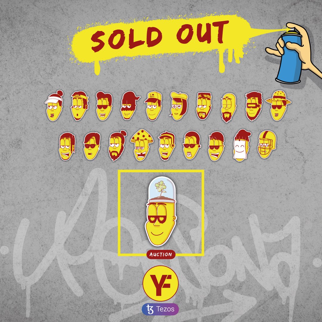 criptoface21's tweet photo. Yellow Faces Sold Out 🎉

Today's two drops sold out in less than 10 minutes 😱

A huge thank you to everyone who collected much Love Fam 🙏💛

@Serious_Art_ 
@dcastoART 
@metaboga 
@247fnpNFT 
@Chrisland1405
@luckyaugust01 
@alphaartcurator 

Now YF 120 remains at auction, which already had the first bid of 7 XTZ by My Bro @zaint_artworks 🙏💛
