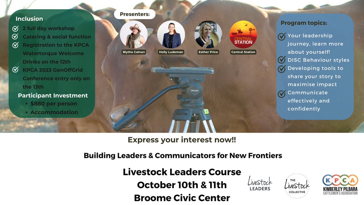 Calling for Expressions of Interest: KPCA presents Building Leaders &amp; Communicators for New Frontiers - a workshop to empower livestock leaders. Key learnings inc media &amp; social media engagement, conversational tactics &amp; DISC Apply Now wkf.ms/44GfHl4