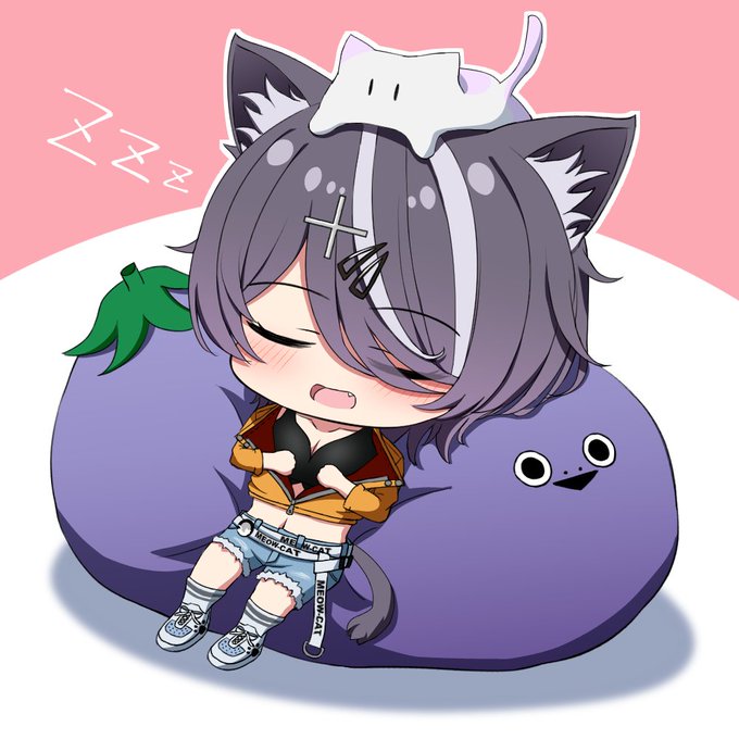 ちびキャラ練習にVRChatで一生V睡してるフレンドを描いてみました #VRChat 