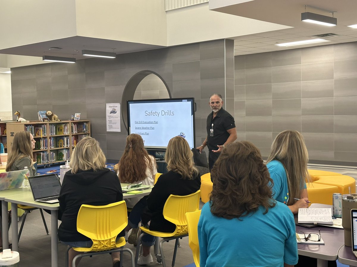Safety first! We are grateful for Officer Greg, FES SRO, and the time he spent this morning imparting his wisdom and guidance on safety and security with our  teachers and staff! Thank you for serving and protecting our school! <a href="/FESfalcons/">Florence Elementary</a>