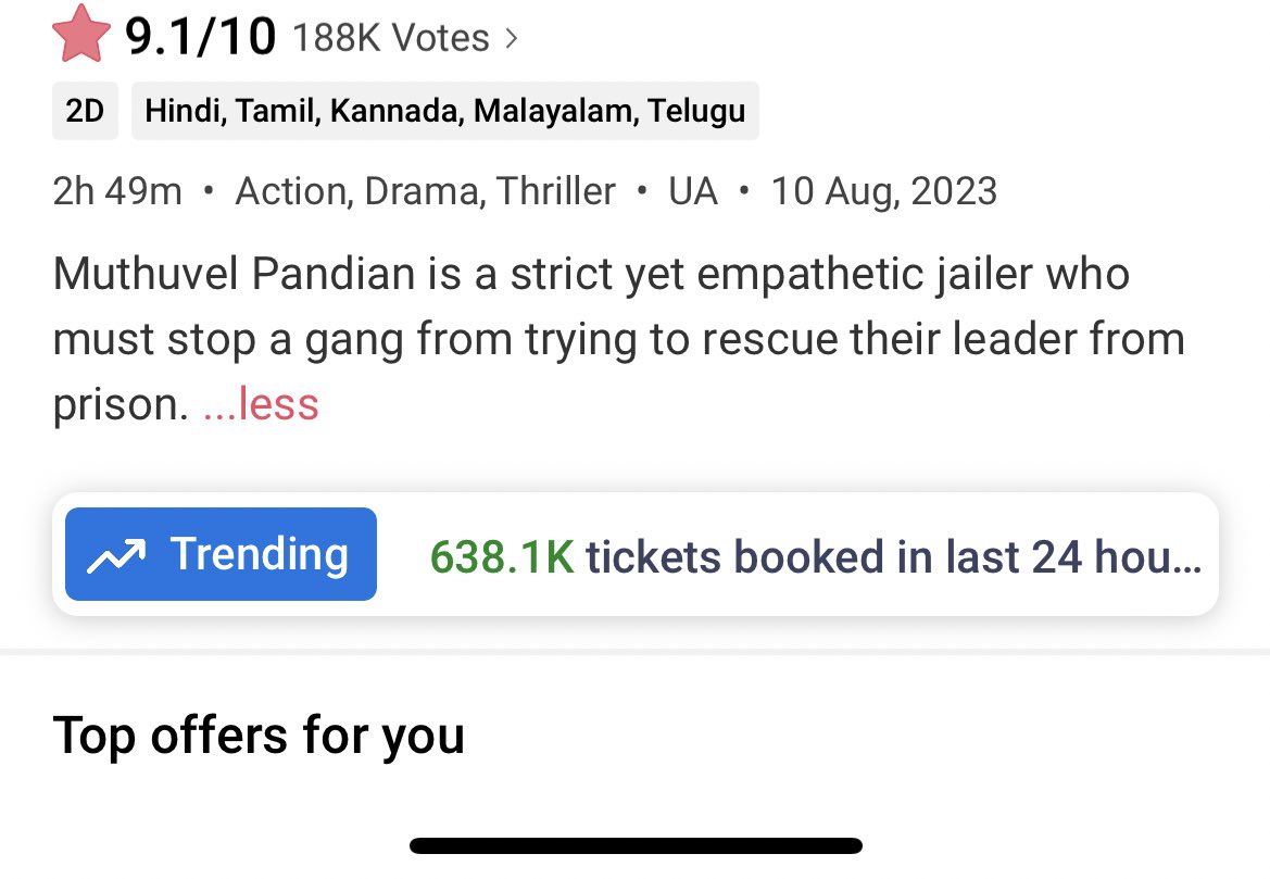 When last time you se this craze on Monday for any movie ?!!! 

True ALL TIME BLOCKBUSTER!!!!  💥🔥🔥🔥🔥 

400Cr Crossed Easily In 5 Days💥🔥

#48YearsOfRAJINISM #Jailer