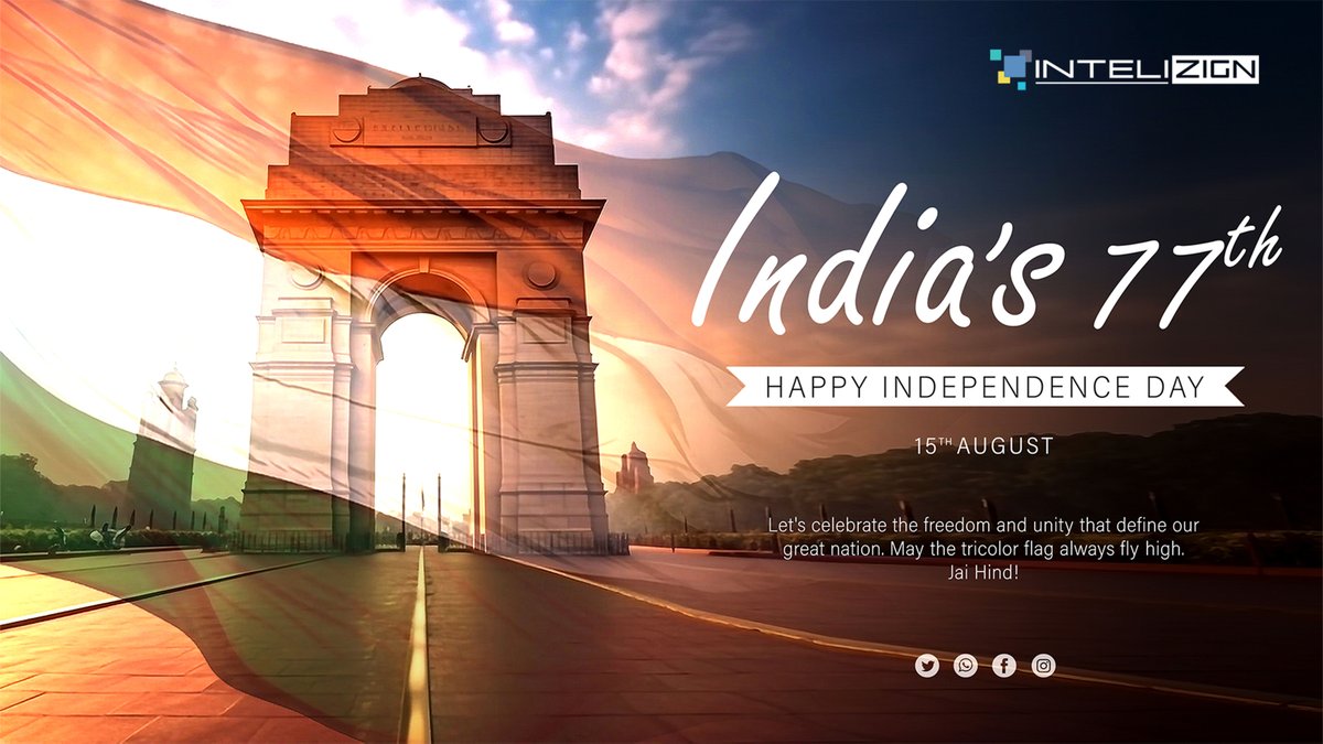 intelizign1's tweet photo. Rejoice in the spirit of freedom and unity as we celebrate 77 years of independence. Let's honor the struggles of our past and embrace the promise of a brighter future. Happy Independence Day to all!

#HappyIndependenceDay #ProudToBeIndian #CelebrateFreedom #Intelizign https://t.co/S9diRy6Xct
