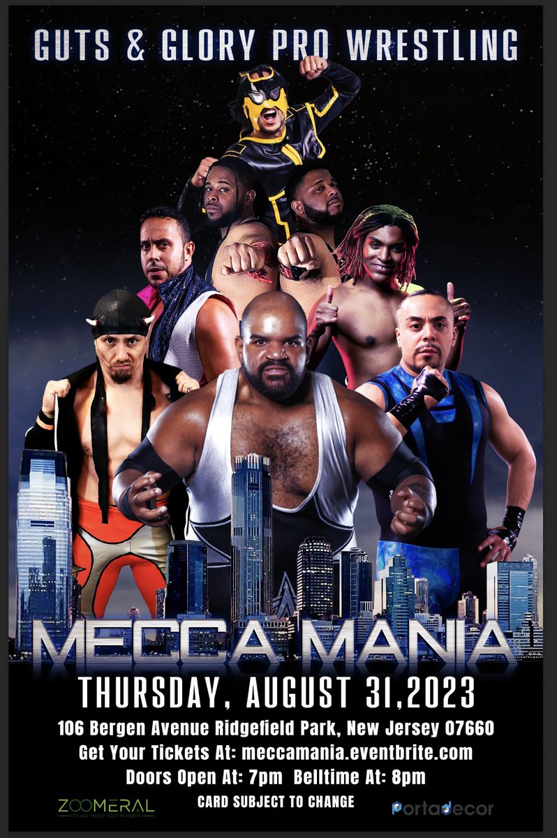 Our Final Pro Wrestling show of the summer at the well-renowned Pro Wrestling Joint of Jersey. Dubbed The Mecca. Click the link for tickets and information 👇👇 Meccamania.eventbrite.com