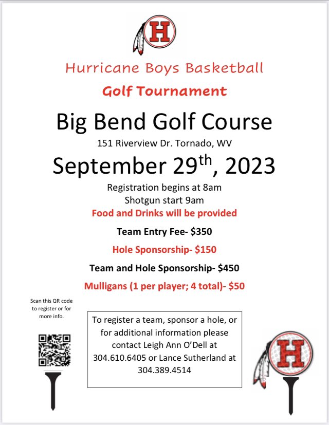 Come on out and join us for a day of golfing, food, beverages and fun. Any questions call, if you want to sign up just scan the QR code. Hope to see you there!