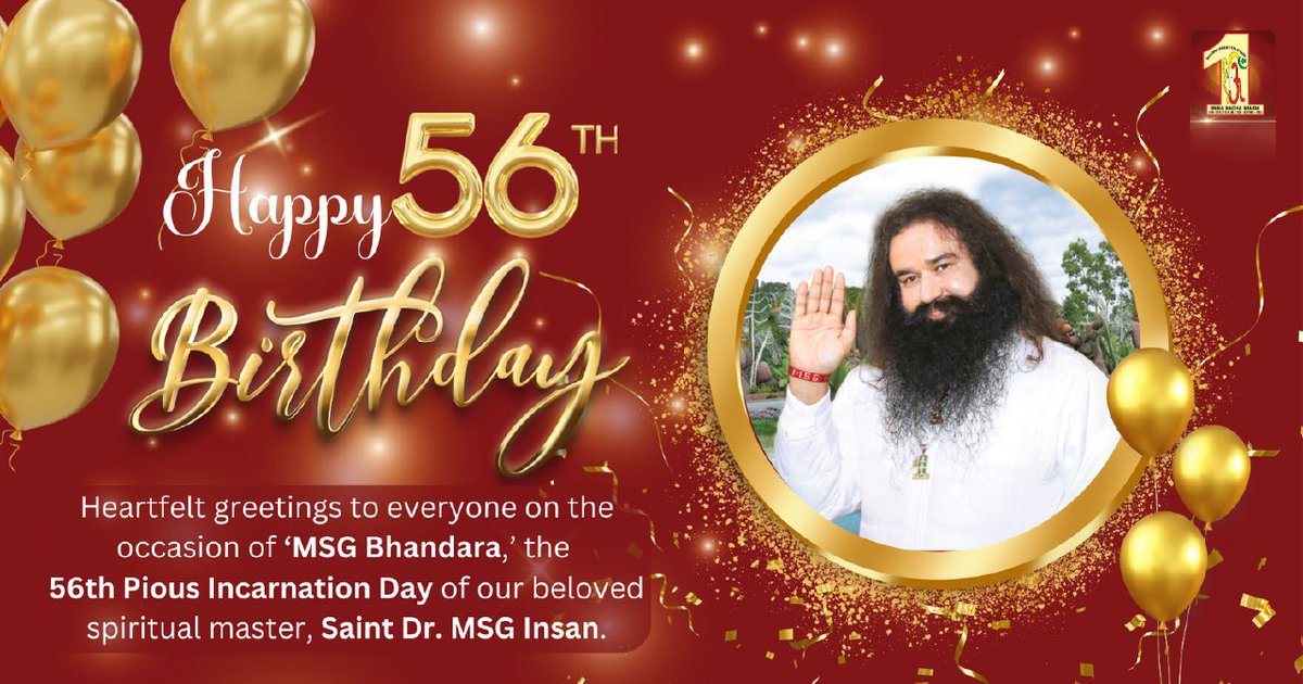 ksushma140's tweet photo. @DSSNewsUpdates CONGRATULATIONS! infinite time to #SaintMSG &amp; entire cosmos from core of my soul on very blessed 
#56thBirthdayOfSaintMSG 65 millions are overwhelming with divine ecstasy &amp; enthusiasm, divine presence of Almighty MSG multiple joy &amp; adding more bliss in festivity. #MSGBhandara https://t.co/rIbfRE1YoI
