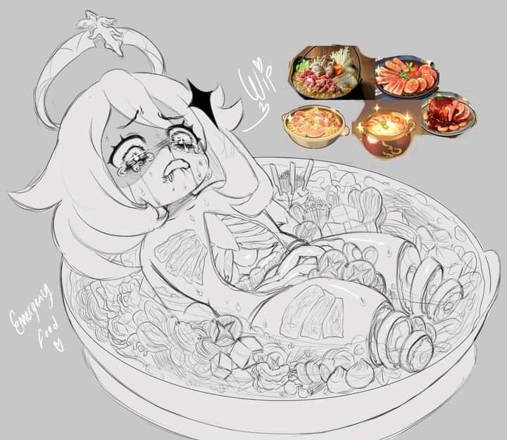 I don't know why, but I like this style of art :) #genshinimpact #gore #erogore #food