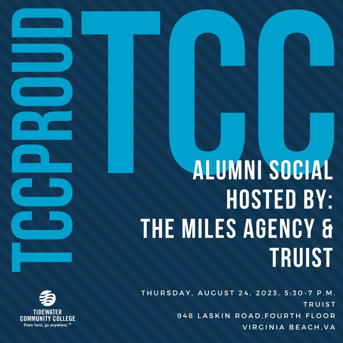 📣 Calling all TCC Alumni! 🎉 Mark your calendars for Thursday, August 24 from 5:30 – 7 p.m. and get ready for an unforgettable alumni social hosted by The Miles Agency and Truist! 🥳 

➡️ Click here to register: brnw.ch/21wBEeK