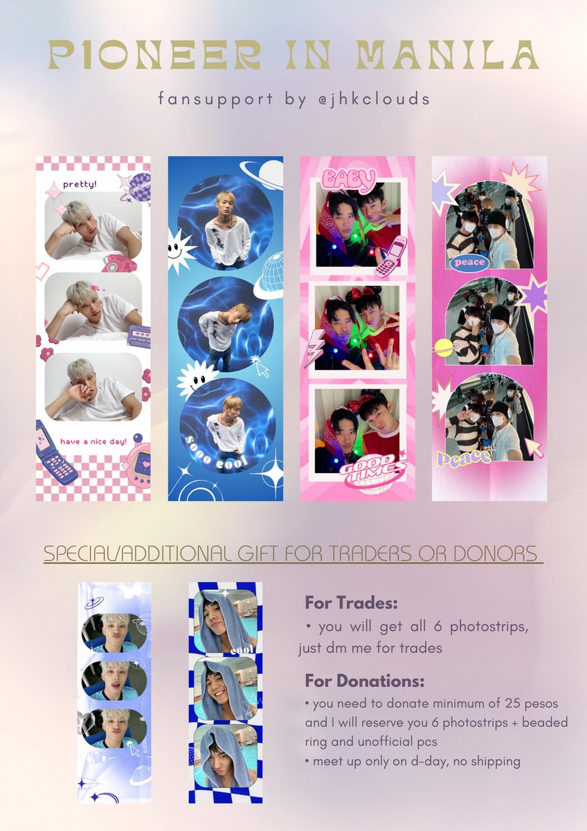 jhkclouds's tweet photo. [ p1oneer in manila freebies by @jhkclouds ] 

• 1:1 only, no claiming for a friend
• rt &amp; like to spread, i will just update my location here on dday
• for trades and donations, kindly just dm me 🫶🏻

#P1ONEERinMNL #P1HARMONYINMANILA https://t.co/VSBzFuMVaa