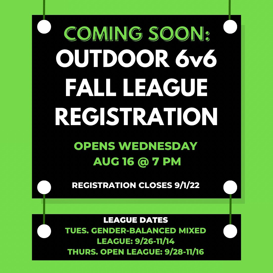 Outdoor Fall league is BACK! Registration for both the Mixed gender-balanced league and the Open league opens this Wednesday, August 16th at 7 pm! Learn more about the leagues in the link in out bio!