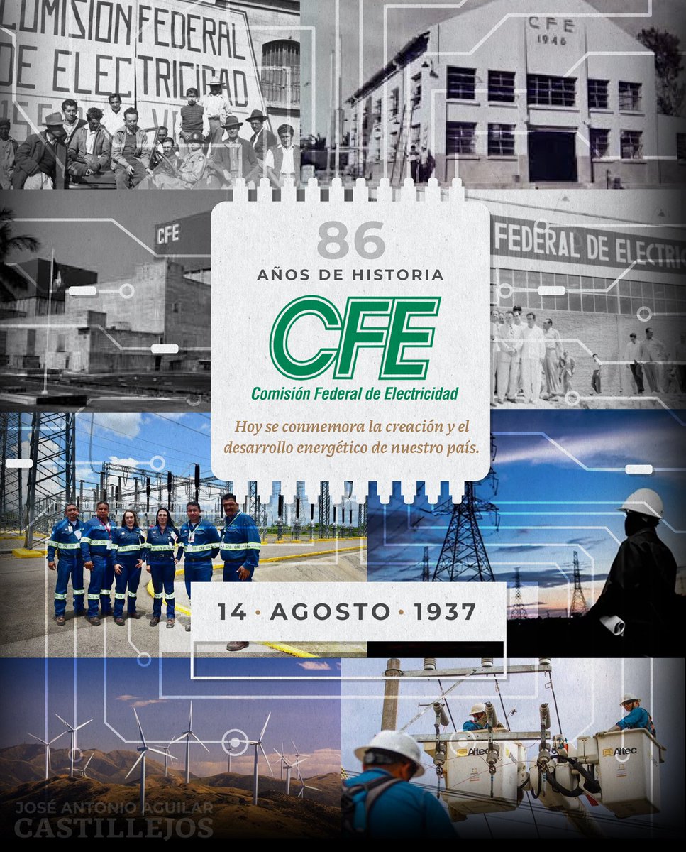 castillejoschis's tweet photo. Con el objetivo de llevar energía eléctrica a los rincones más apartados de la República Mexicana en 1937 por decreto del Presidente Lázaro Cárdenas, se crea la Comisión Federal de Electricidad. https://t.co/FEEDG0aWiZ