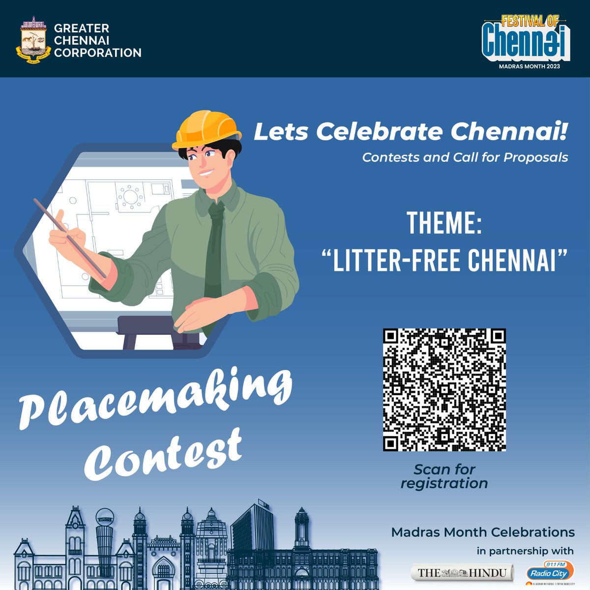 chennaicorp's tweet photo. #GCCPlaceMaking
Calling all visionary architects!
This #ChennaiDay, transform the mundane into the exquisite by creating spaces into enchanting realms on the theme-"Litter-Free Chennai."
To register👇
https://t.co/6FBBDQECN4
#FestivalofChennai | #MadrasMonth | #ChennaiCorporation https://t.co/u5EZZvYYYO