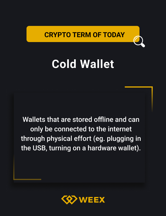 WEEX_Official's tweet photo. 💡 Crypto Word of the Day 💡: Cold Wallet
This provides an extra layer of security compared to wallets that are stored on devices connected to the internet (eg. #phonewallet).
📢Share what you know about #ColdWallet💥 Have you used it?🙋♂️👥 Come to discuss with us!😃💡
#Weex #ColdWallet #Ethereum #tokens #Crypto #cryptocurrency #cryptotrading #CryptoWalletcom #Cryptowallets #cryptoworld