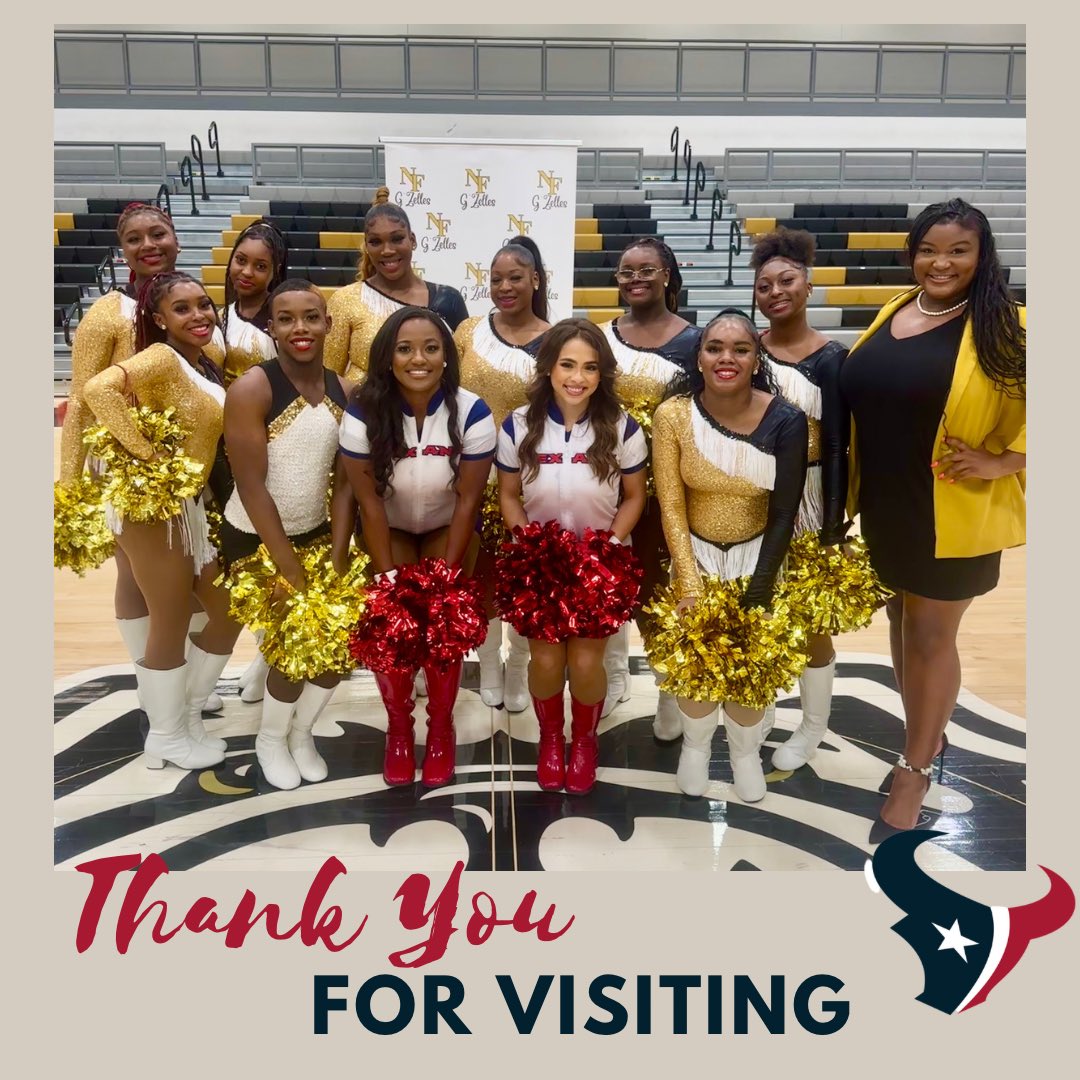 NFHSDance's tweet photo. We received a special surprise from @TexansCheer ! ❤️💙Thank you to Coach Potter, HTC Ravyn, &amp; HTC Kristin for your time today! We can’t wait to tune in This Season!🏈 #PresenceandExcellence ✨ https://t.co/zuTu6XU99Q
