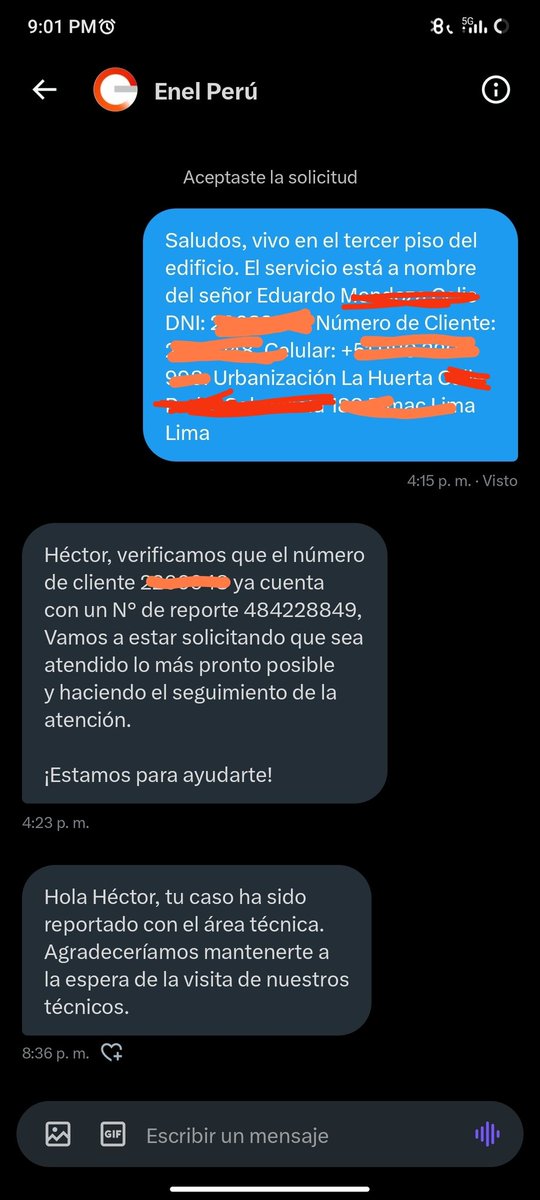 hectorsing's tweet photo. @EnelPeru Las comunicaciones necesarias a mi caso. #SigaEsperando #2diassinservicios https://t.co/3CgCXAfkOl